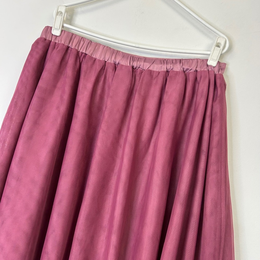 Modcloth Mesh Tulle Skirt Women's Size 1X‎ Mauve Pink Pull On Waist - Picture 8 of 8